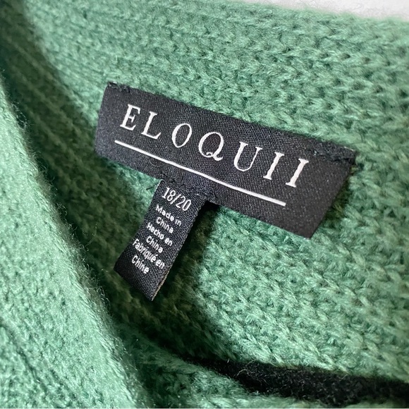 Eloquii Asymmetrical Hem Green Knit Sweater - Picture 6 of 11